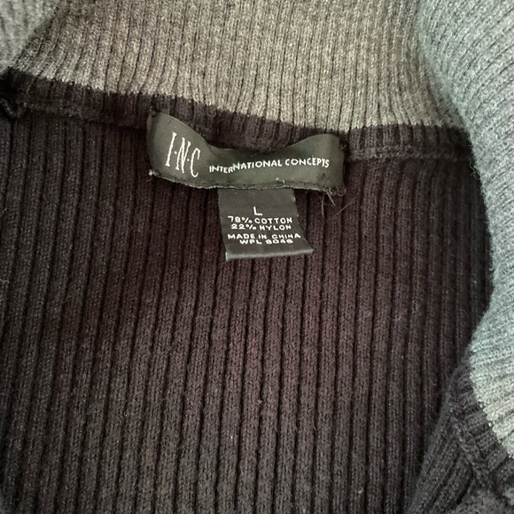 INC-International Concepts Sweater Black Cotton Half Zip Mens Solid Size~Large - Picture 2 of 2